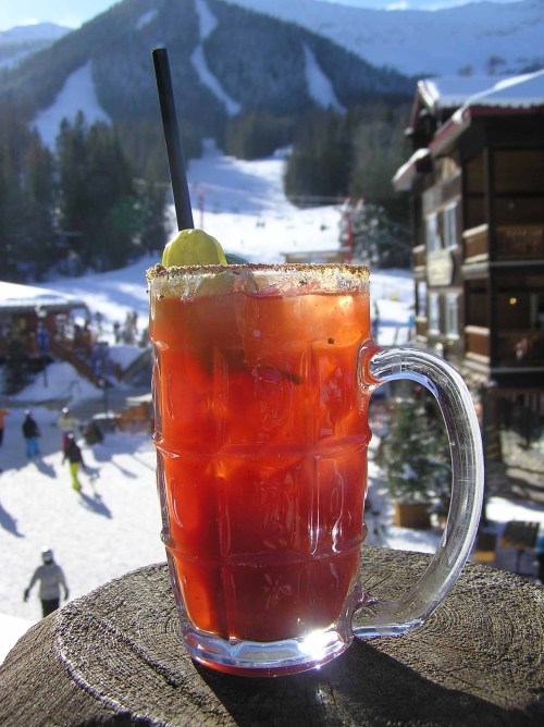 What's better than apres ski? A Griz Bar Caesar on an outdoor patio on a sunny afternoon apres ski.
