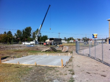 This was taken three weeks ago, when a crane was off-loading the equipment.