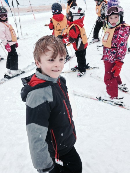 Bennett is excited and proud to be skiing! 