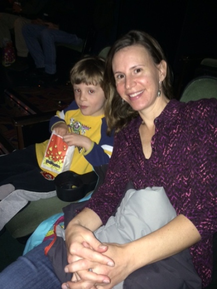 Bennett enjoys popcorn before The Nut Job at Canyon Meadows Cinemas. 