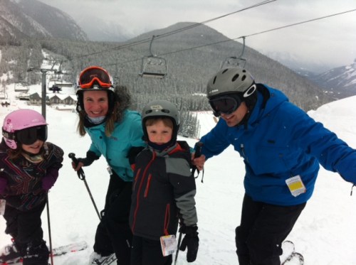 Posing at the top of Cascade chair at Mount Norquay.