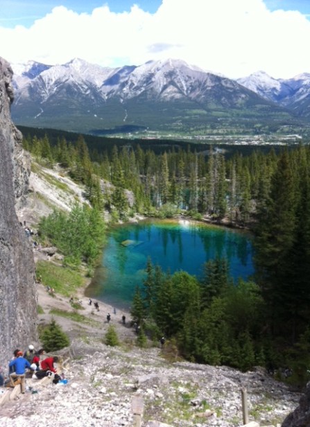 Climbers love the cliff wall that tower above the lakes as they're riddled with natural holds.