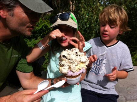 Blake, Avery and Bennett attempt to eat an ice cream 'scoop' that could solve the world's hunger problem.