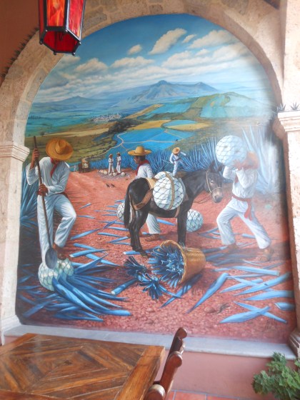 The jimadors of yore used to dress like this! I loved this mural painted on a veranda wall at the Patron Hacienda.