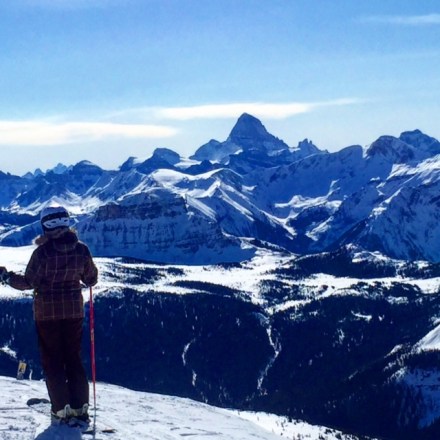 Mt. Assiniboine, the highest mountain in Banff National Park, towers over the surrounding mountains.