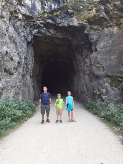 One of two old train tunnels along the Kettle Valley Railway trail in Myra Canyon near Kelowna.