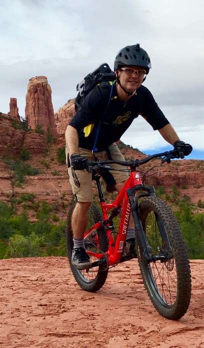 Blake moves it like Jagger on a mountain bike in Sedona, Ariz.